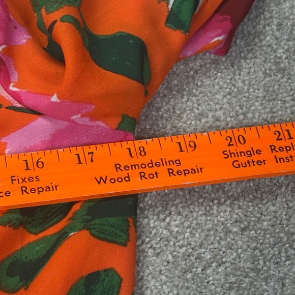 Lulus Orange Pink Floral Print Long Sleeve V Back Romper Jumpsuit Women's Large - Picture 8 of 9